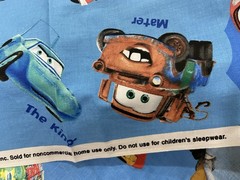 Disney Pixar CARS Movie Cotton Fabric Springs Global Blue Two Pieces 86” Total