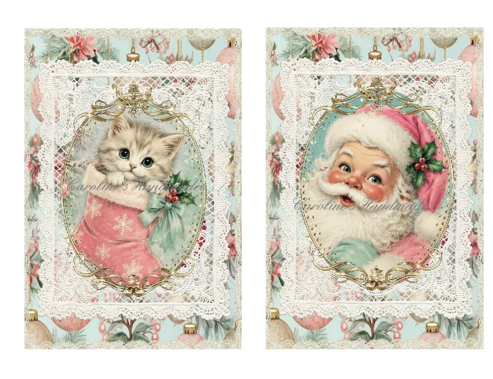 Retro Shabby Chic Christmas A Designer MULTI-SIZE SET Cotton Fabric Quilt Blocks