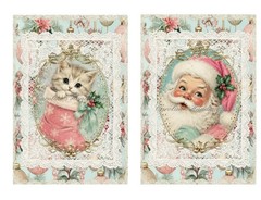 Retro Shabby Chic Christmas A Designer MULTI-SIZE SET Cotton Fabric Quilt Blocks
