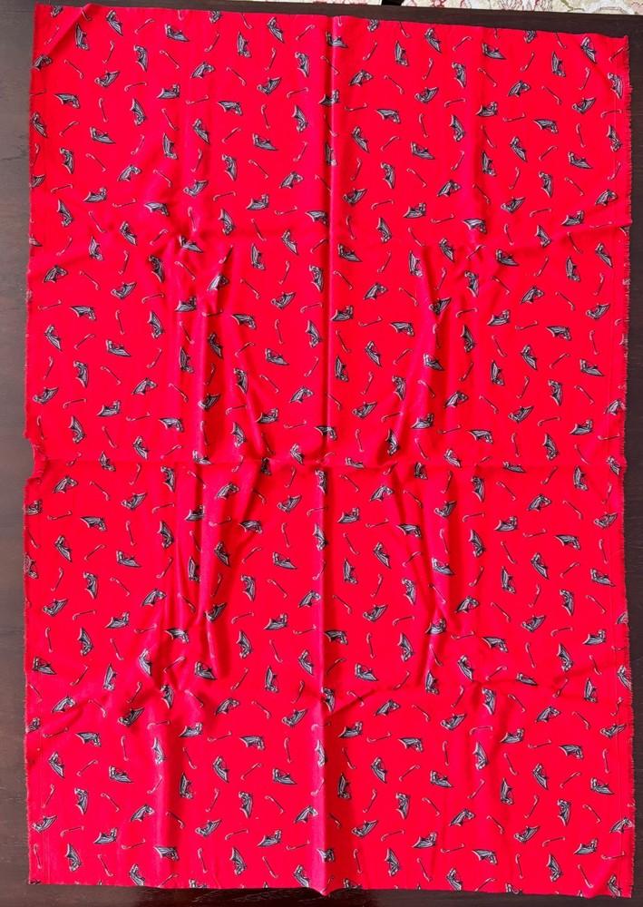 Vintage Red fabric repeat pattern horse head and riding crop Equestrian 30″x43″
