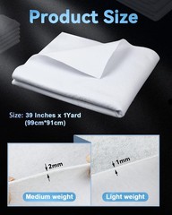 PLANTIONAL Iron-On Fusible Fleece Interfacing: Medium Weight-2 Pack, White