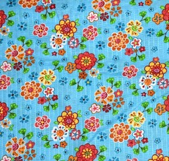 OOP Seersucker Fabric Crinkle Texture Cotton or Blend Bright Retro Floral Print