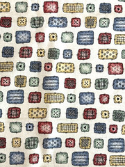 Mine & Yours 1997 Fabric Spectrix Beige Background Rectangles One Yard Vintage