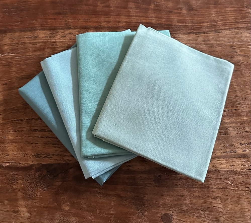 4 Fat Quarters Bundle Riley Blake Confetti Quilt Cottons Solids Teal/Aqua