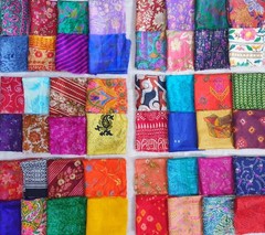 ABB Sari Silk Fabric Squares 30pcs 8″ Craft Quilt Decor Scrapbook Art Doll DS370