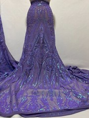 Stretch Lavender Sequin Lace Fabric/ Sequin Lace Fabric/Sequin for Prom-Per Yard