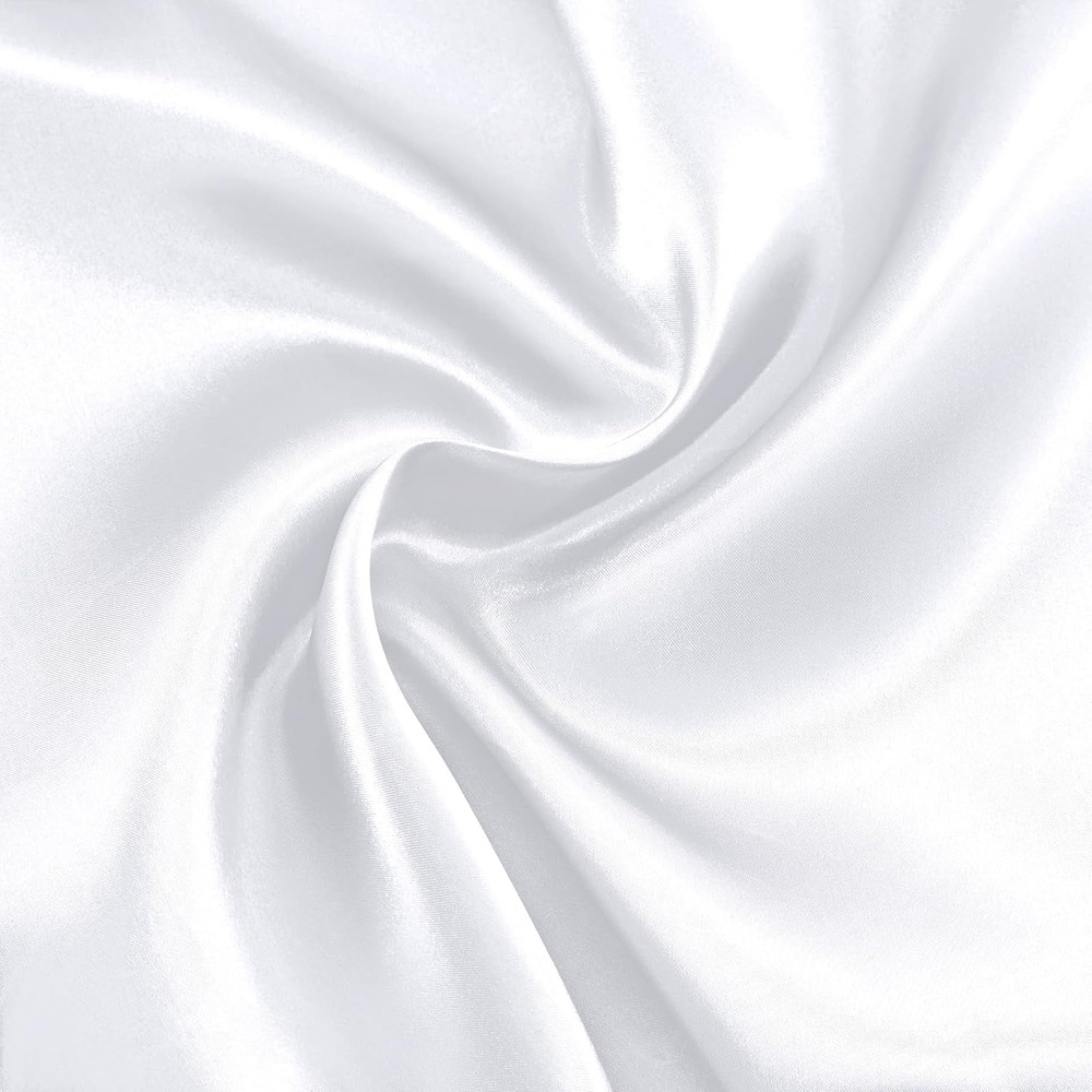 White Satin Fabric by the Yard, 1 Yard X 60 Inch Wide Silky Charmeuse Satin Fabr