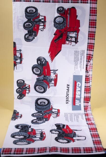 Vtg 1999 Spring Industries Case Applique Red Tractors 34″ x 42″