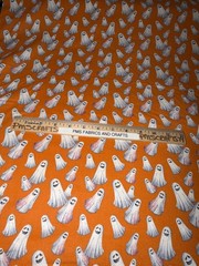 MDG Halloween Mischievous Ghosts Orange 100% light weight COTTON FABRIC by yard