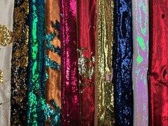 GREEN &BLACK MERMAID Reversible 5mm Sequin Fabric Flip 2 Tone 130cm wide