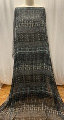 Poly Rayon Blend Chiffon Abstract Ikat Tribal Black Teal Fabric By The Yd 60″W
