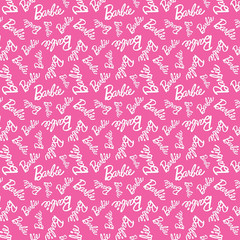 Barbie Girl Toss Hot Pink Fabric – 18″ x 44″ – 100% Cotton