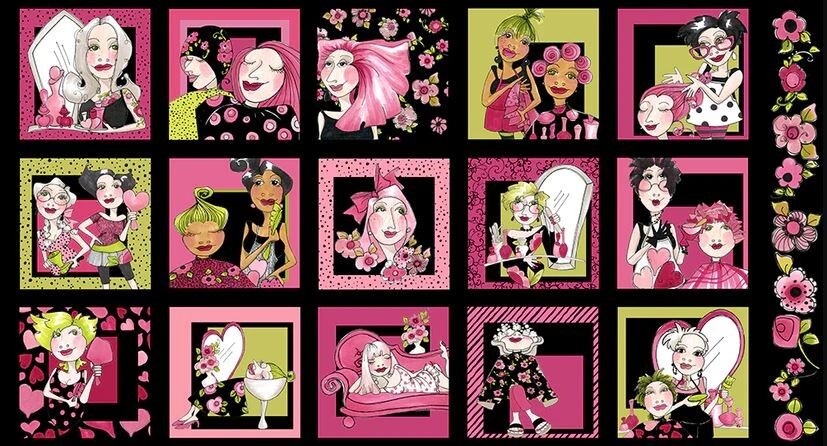 23″ X 44″ Panel Love Your Look Salon Hairdressers Black Cotton Fabric D413.11