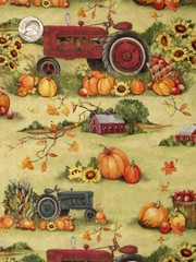 Susan Winget Tractor Fall Harvest Pumpkins Cotton Fabric Springs CP72563 By Yard