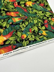 Cranston Print Works Parrots Jungle 100% Cotton Fabric Vintage Colorful 2 Ydsx44
