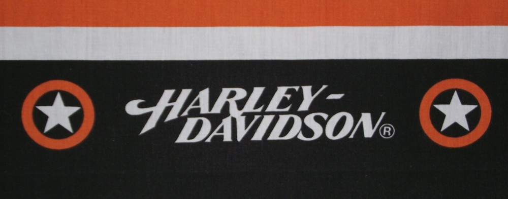 HARLEY DAVIDSON Antique LOGO Motorcycle Fabric Circle Star Border Craft Sewing