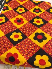 Vintage 70s Calico Daisy Floral Patchwork Fabric Hippy by the yard