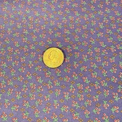 Vtg Petite Flower Bud Fabric Cotton Joan Kessler Light Purple Pink Green 1 Yd