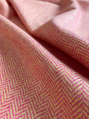 Herringbone Wool Coating in BUBBLE GUM PINK & WARM GOLD 62″ Wide By the Yard
