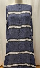 100% Silk Georgette Blue Snakeskin & Border Stripe Fabric By The Yard 46 ” Wide