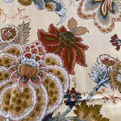 WIDE Tan Cream Brown Red Blue Floral Drapery Fabric Fifth 5th Avenue 4y
