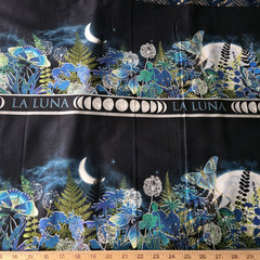 La Luna – Luna Moths/Ferns Running Stripe Border Print by Jason Yenter