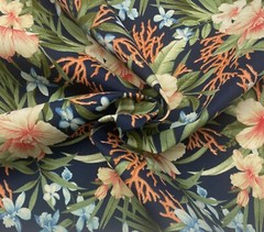 TOMMY BAHAMA LE MAR INK BLUE FLORAL OUTDOOR INDOOR MULTIUSE FABRIC BTY 54″W