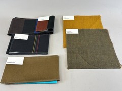 5 Maharam Big Stripe Cobalt Herringbone Wool Blend Upholstery Fabric Samples