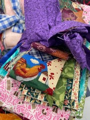 Lot of quilt scrap craft 9 bundles of cotton fabric Flowers Deer poka dot