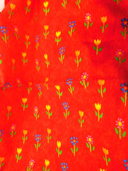 Happy Garden Premier prints Cotton Duck Fabric Flowers Red 2 yds.+ 6″ X 54