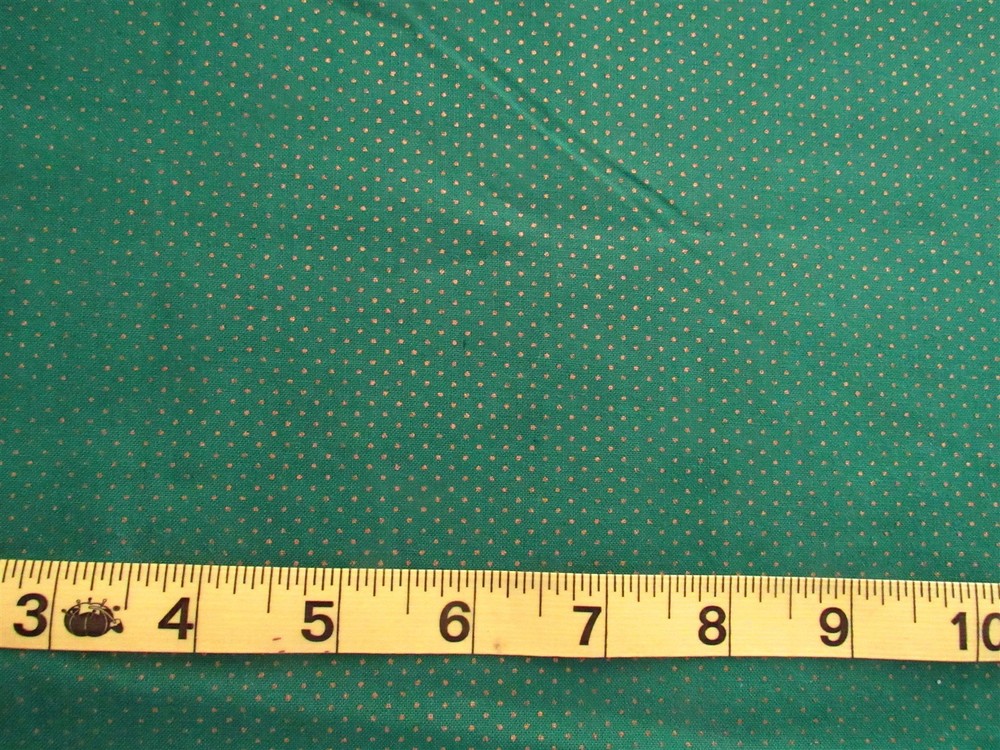 1 yd 100% Cotton Fabric Green with Gold Tiny Dots All Over