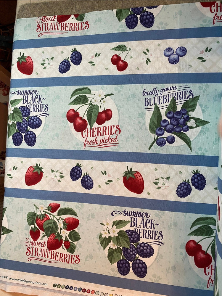 Border Stripe Fresh Sweet Fruit cotton fabric Wilmington prints Cherry BTY