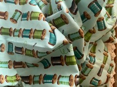 Robert Kaufman Thread Spool Fabric Quilting Blue Background 1 YD