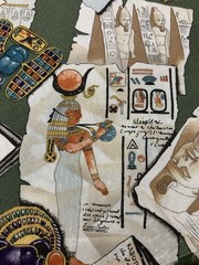 Vtg 1999 Alexander Henry Egyptian Fabric Documents History Scroll Pyramid 1 Yard