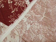 Waverly COUNTRY HOUSE TOILE French Country Fabric Red Cream Pastoral Design 2yd+