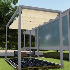 Retractable Pergola Canopy Cover Waterproof Awning Deck Garden Yard Pool Beige