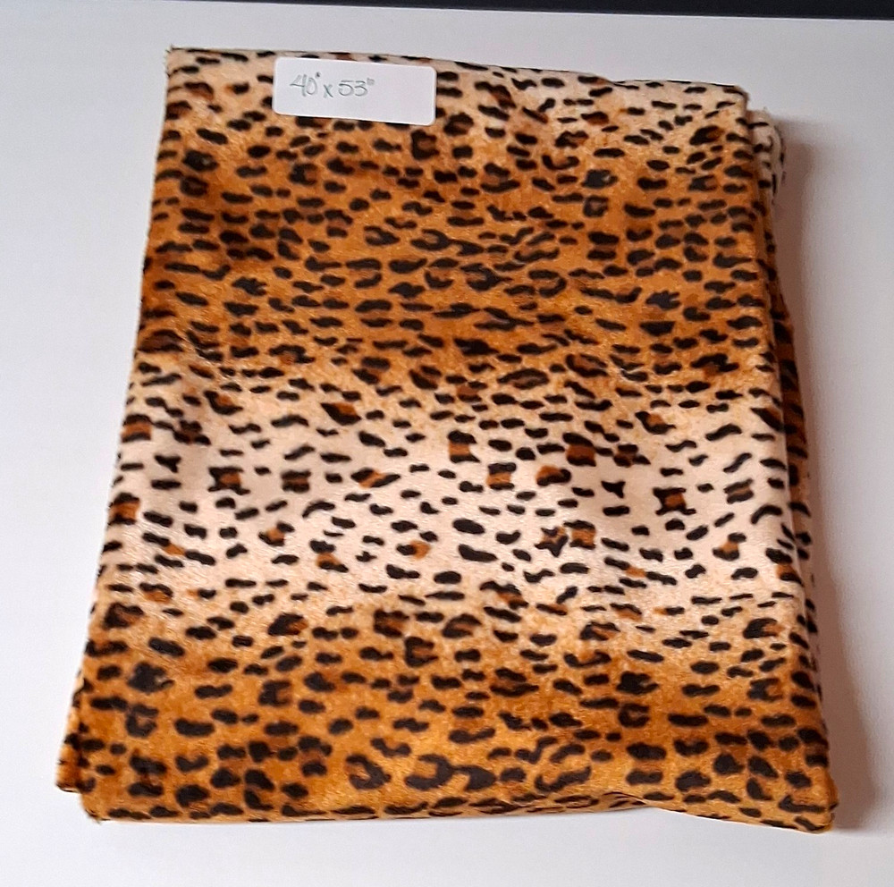 Cheetah Animal Print Synthetic Fabric Remnant 40 x 53 in Brown Black Beige