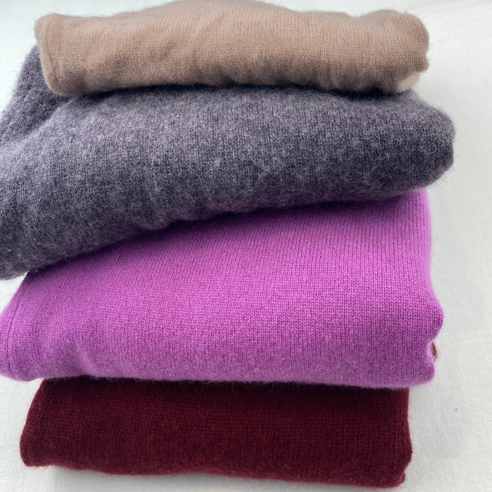 Lot of 4 100% Cashmere Fabric Cutter Craft Upcycle Flaw Red Pink Purple 1lb 4oz