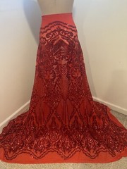 RED 4way Stretch Sequins Fabric 50” Width Sold By The Yard
