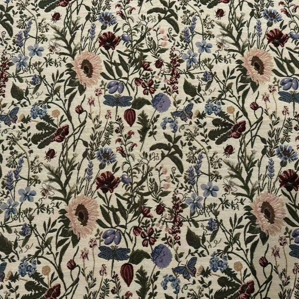 Country Wildflower Vintage French Jacquard Tapestry Upholstery Fabric Sewing BTY
