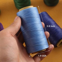 Flat Waxed Thread for Leather Sewing, String Polyester 150D-0.8mm, Dark Brown