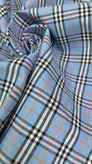 Blue Orange Plaid Tartan Scottish Woven Fabric Material 44″W BTY
