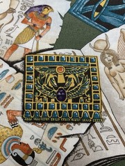 Vtg 1999 Alexander Henry Egyptian Fabric Documents History Scroll Pyramid 1 Yard