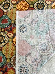 Mosaic Tile Fabric Moroccan Mediterranean Pattern Colorful Remnant 41×43