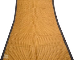Sushila Vintage Pure Woolen Scrap Saree Woven BRANDED Mustard Sari Craft Fabric