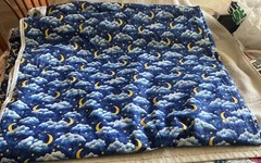 Clouds, Star & Moon Cotton Fabric W/ Glitter 8 1/3 Yds.