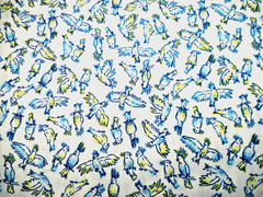 Tropical Fabric By Yard Blue Yellow/Green Parrots Birds White Premium Cotton #C