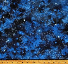 Cotton Sky Galaxy Cosmos Clouds Stars Blue Fabric Print by Yard D776.98