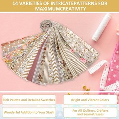 42Pcs Jelly Roll Fabric Strips Soft Cotton Quilting 6.5 x 50 cm, Brown