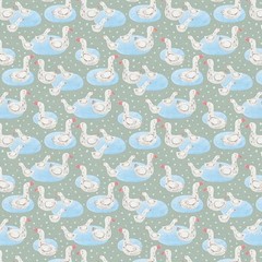 PAINTBRUSH STUDIO – Goose Tales by PBS Fabrics – Duck Pond – Green 1/4yd